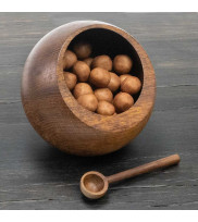 Ball bowl LOLEC-L made of smoked oak decorated with marzipan potatoes and spoon