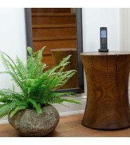 Cachepot PORT in stone gray size L with fern in the hallway with telephone table